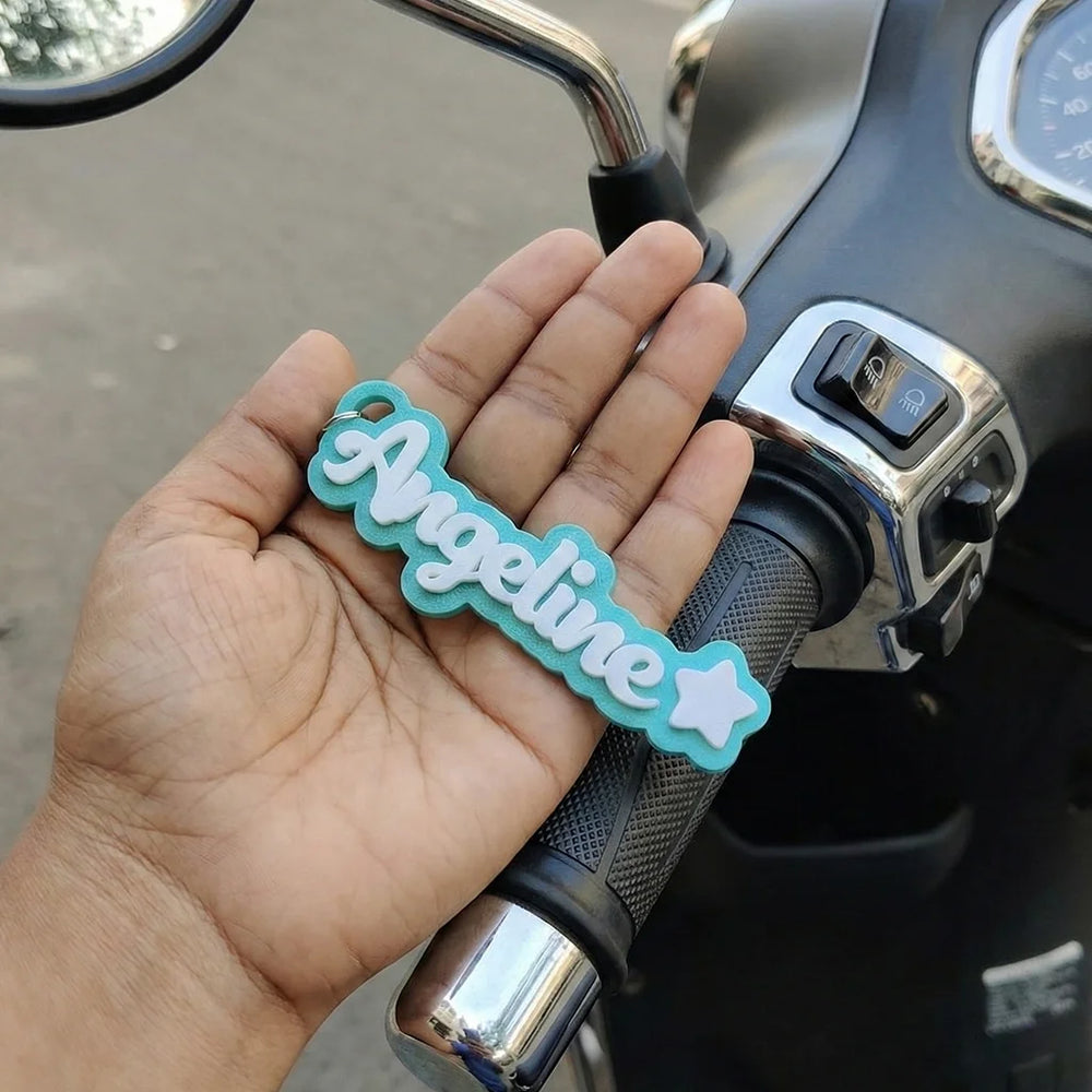 Pastel Color Name Tag Keychain with shape icon | Custom Name