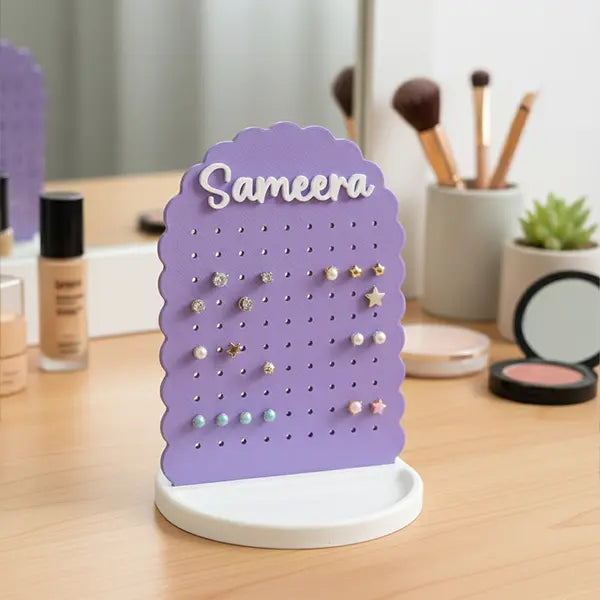 Earring Stand with Your Customized Name | Removable Top
