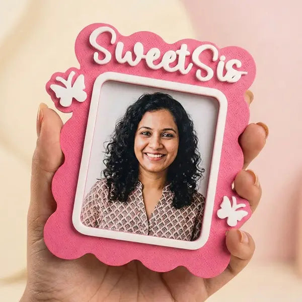 Personalized Cute Photo Frame – Tabletop & Fridge Magnet | Custom Text