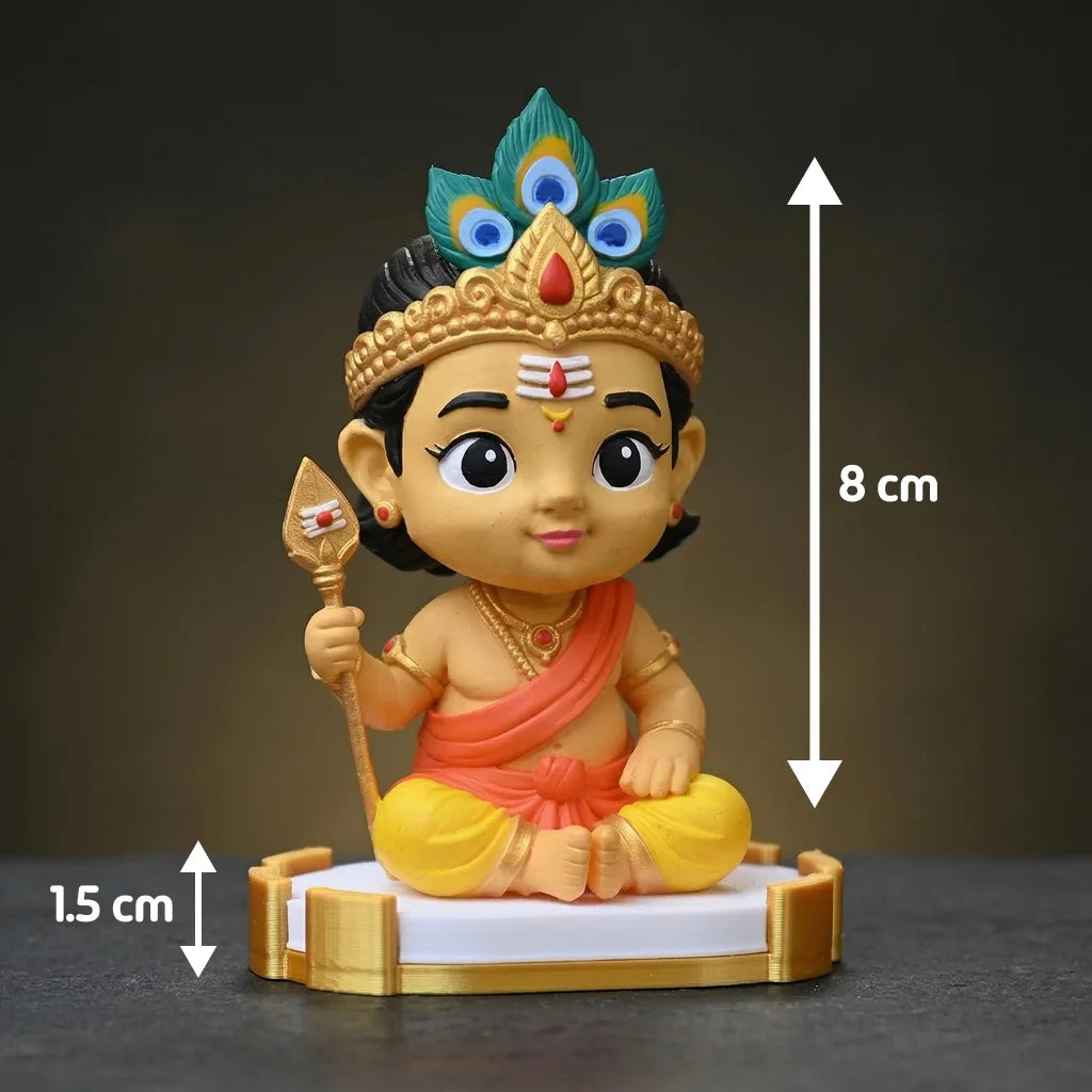 Small figurine with measurements on a dark background