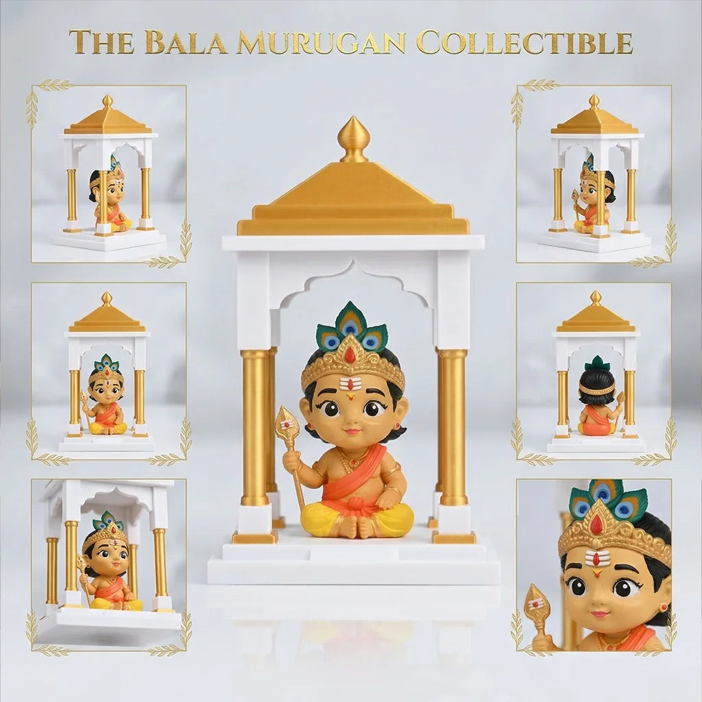 Bala Murugan collectible figurine set with decorative elements on a light gray background