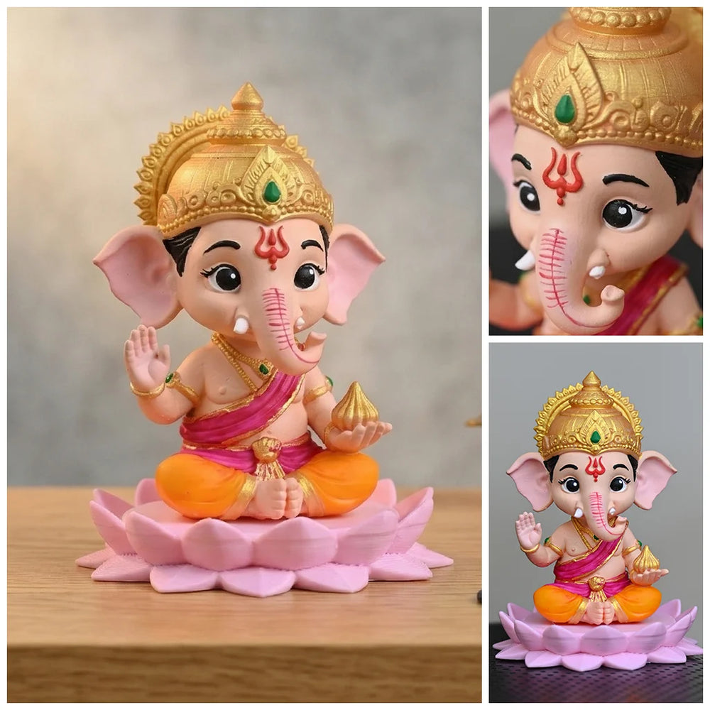 Bala Vinayagar Figurine – Premium Gold Accent Finish