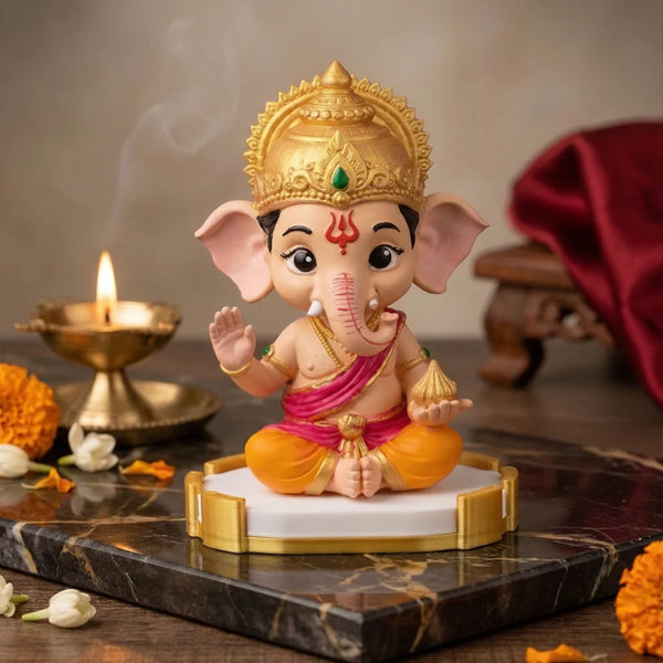 Bala Vinayagar Figurine – Premium Gold Accent Finish