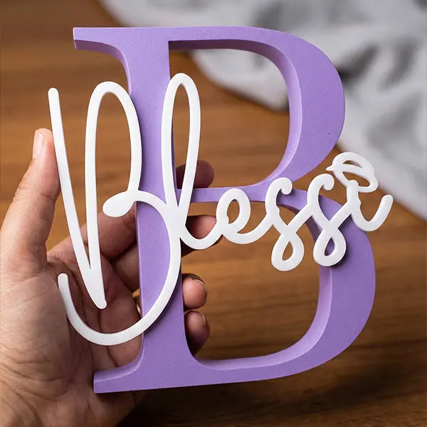 Custom Initial with White Name Overlay (Table/Wall)