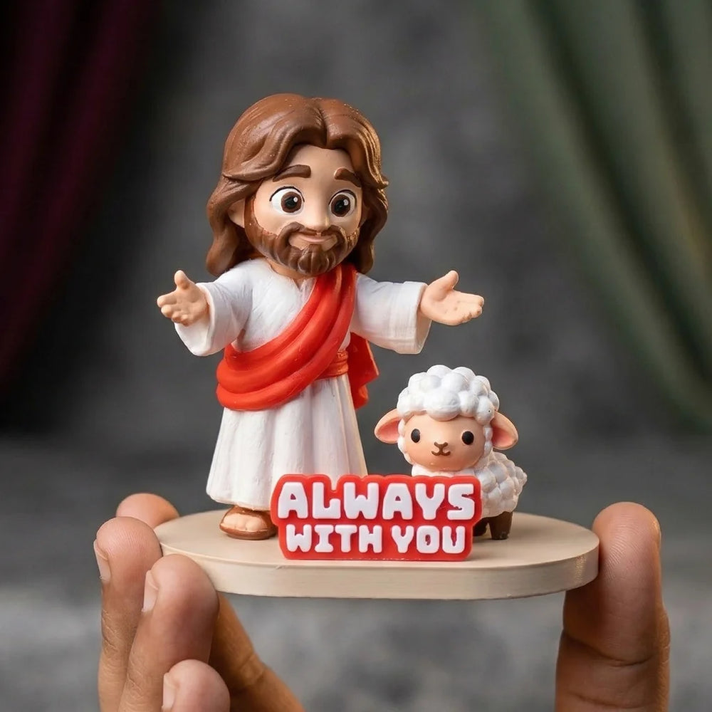 Jesus with Lamb Miniature Idol – Hand-Painted Figurine | Spiritual Gift