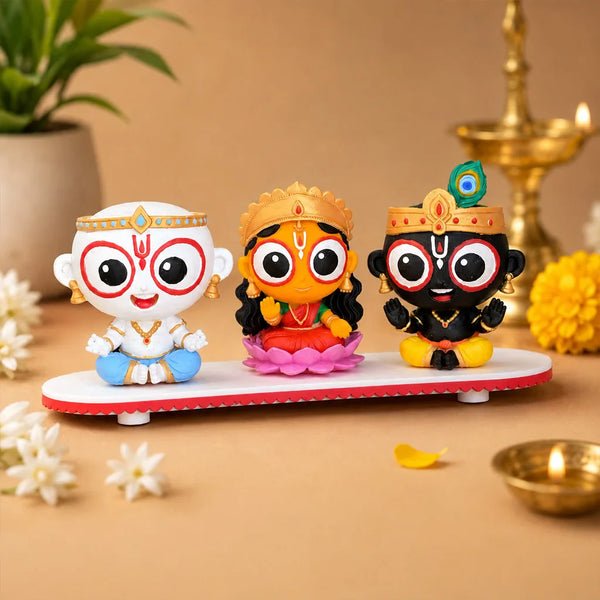 Lord Jagannath, Balabhadra & Subhadra Trio Idol – Decorative Figurine