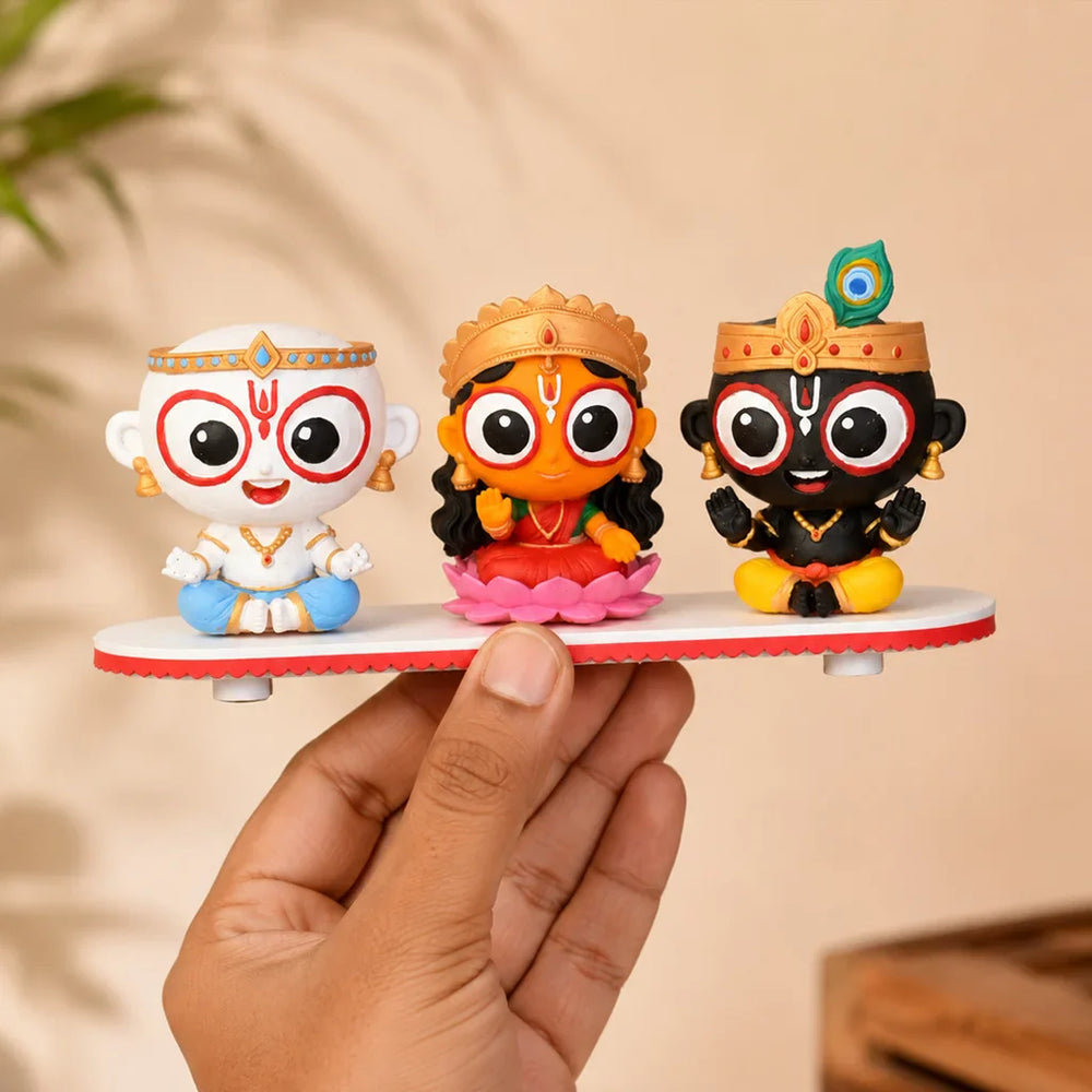 Lord Jagannath, Balabhadra & Subhadra Trio Idol – Decorative Figurine