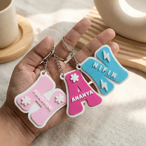 Bold Alphabet Initial with Your Name and symbol | Keychain